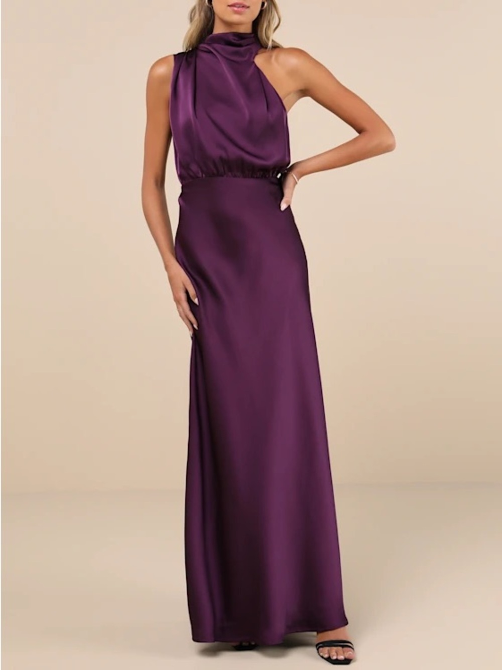 Lulus Purple Halter Satin Maxi Dress